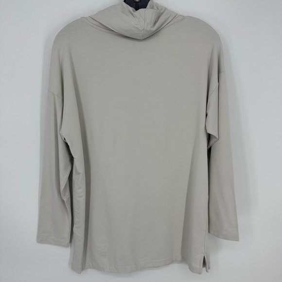 Banana Republic Cowl Neck Top S Relaxed Fit Long Sleeve Blouse Beige Gray - Picture 2 of 8